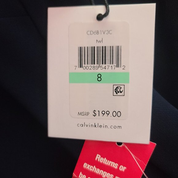 NWT Calvin Klein Navy Blue Formal Maxi Dress - Picture 6 of 13